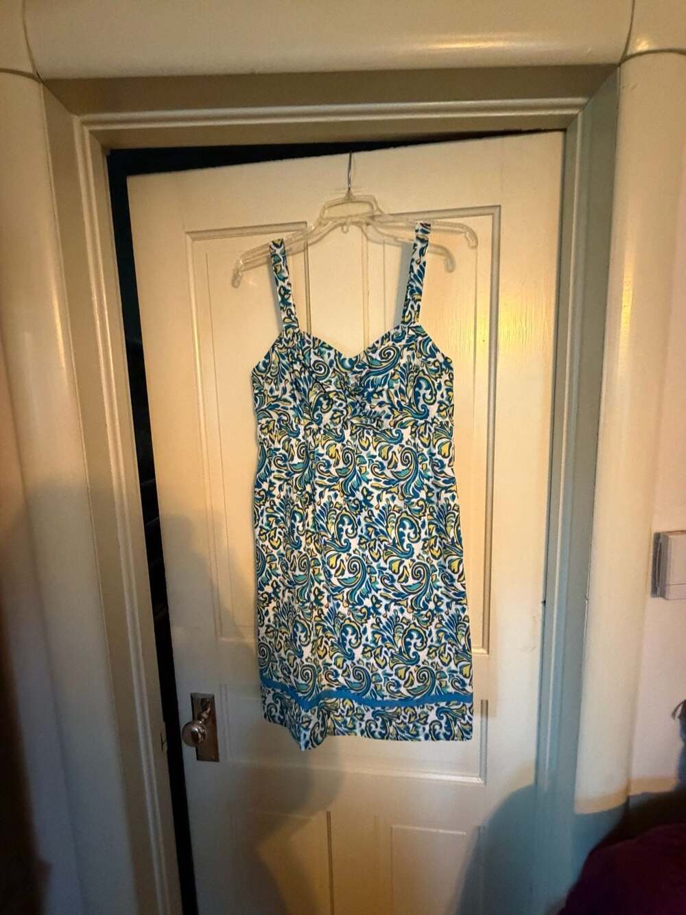 Island Republic Blue White Yellow Floral Paisley Cotton Sleeveless Dress Medium